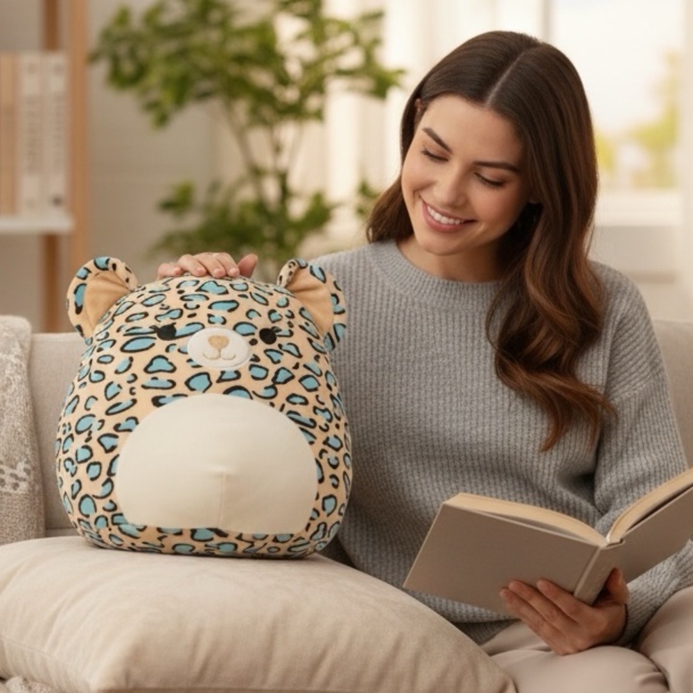 SQUISHMALLOW - leopard oval squishy pillow w/ tail
